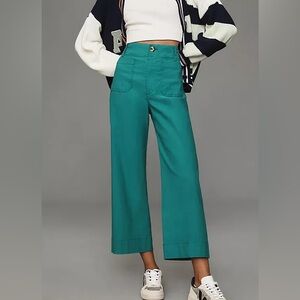 Anthropologie‎ Maeve The Colette Linen Blend Cropped Wide Leg Pants- 29